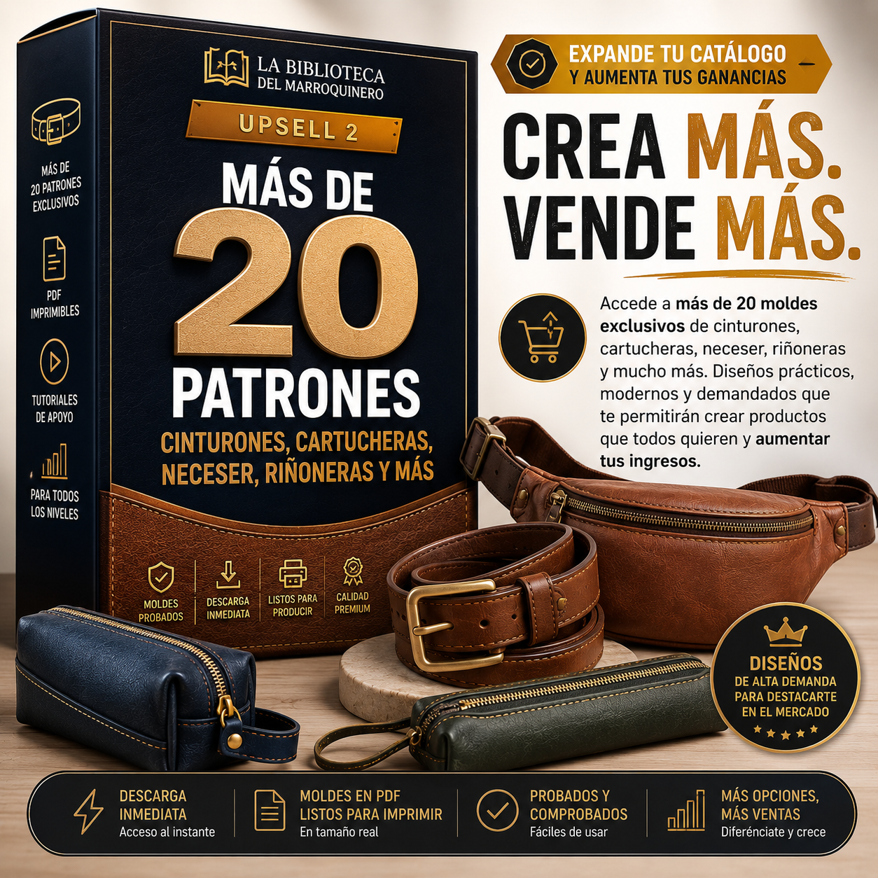Pack +20 Moldes: Cinturones, Cartucheras, Neceser, Riñoneras y mas
